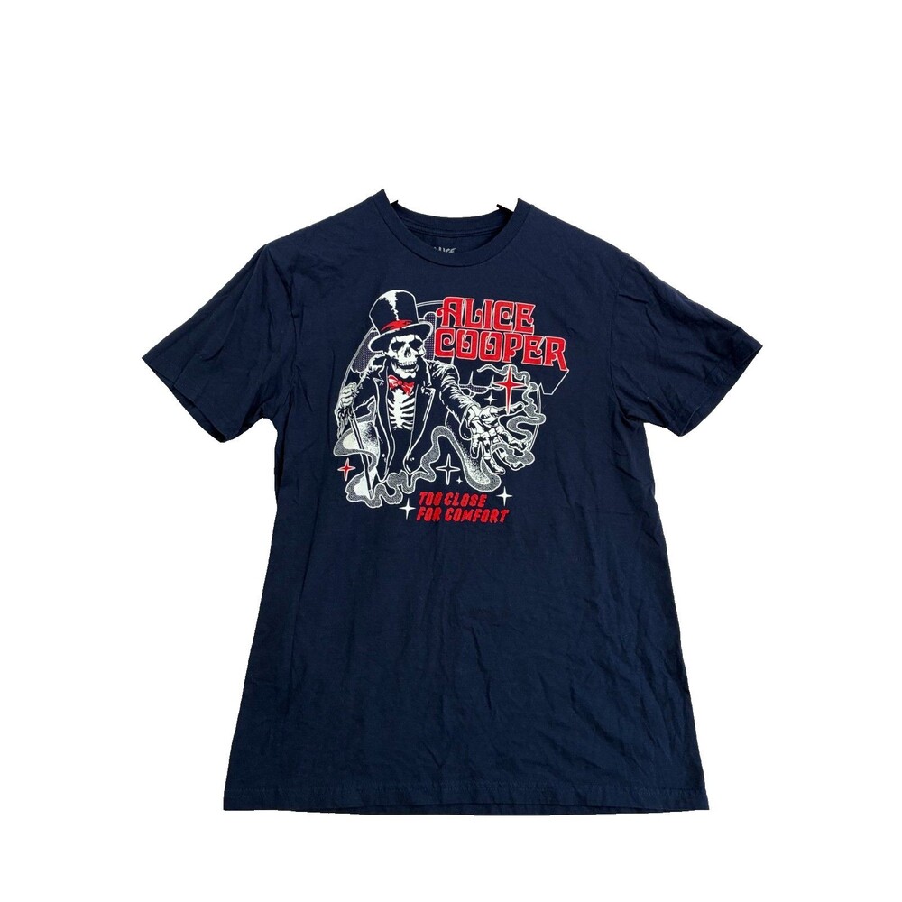 Alice Cooper Too Close For Comfort Tour 2025 T Shirt Men's Medium Navy Blue